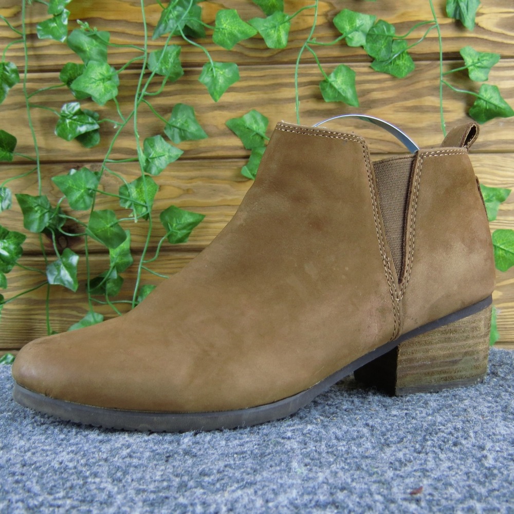 Blondo Waterproof Leather‎ Ankle Boots Women's Brown Side Zip Block Heel 7 Med